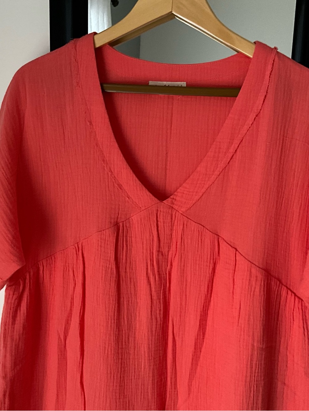 V-Neck Tiered Midi Dress in Coral Red